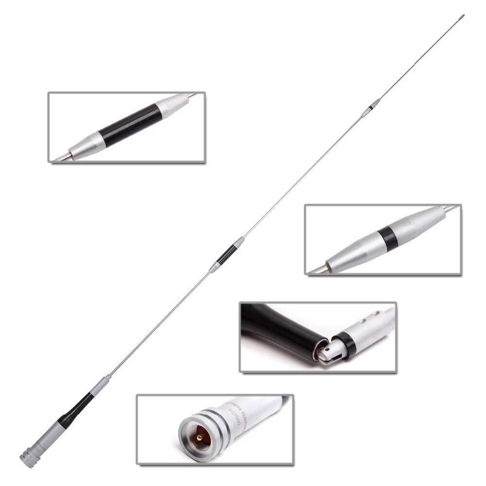 SG-7500 de diamante de doble banda UHF/VHF, 144/430MHz, de acero inoxidable, 150W, 3,5/6.0dBi, antena de ganancia SG7500 para Radio móvil de coche HamAmateur