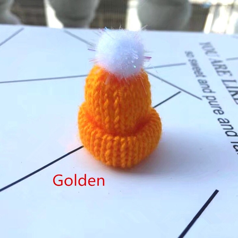 10pc maomao ballen mini breien muts diy pop decoratieve benodigdheden telefoonhoesje tas kledingstuk kunst knutselmateriaal kinderen haar ornament: Gouden
