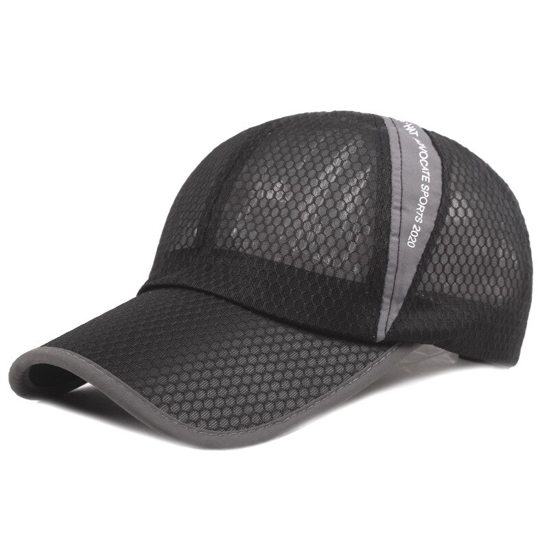 Sommar solskyddsmedel basebollkeps andas mesh hatt para hombre män keps sport hattar kvinna motorhuv snabbtorkande platt topp kepsar unisex: Svart