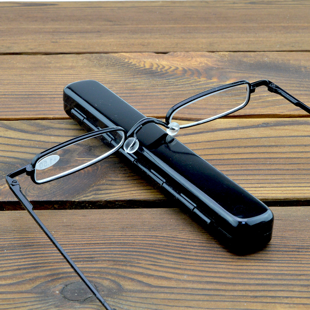 Alloy Super Narrow Portable Reading Glasses Include Metal Portable Pen Type Glasses Case +0.75 +1 +1.25 +1.5 +1.75 To +4