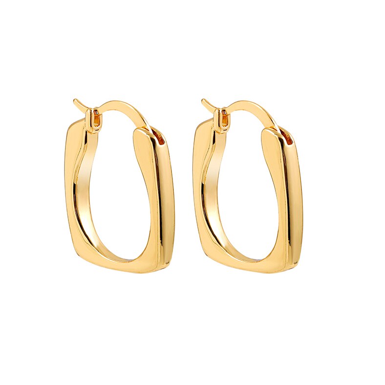 Boucles d'oreilles géométriques en forme de U pour femmes, créoles dorées créatives en cuivre épais martelé irrégulier, de fête, 2022: 21659 3