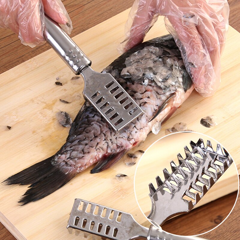 Cepillo de acero inoxidable para limpieza rápida de escamas de piel de pescado, limpiador, desincrustador, escalador, herramientas de pesca, 1 ud.