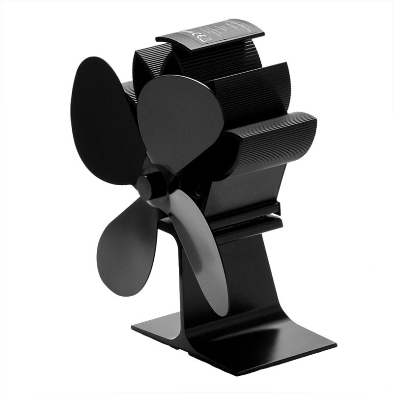 Fireplace 4 Blades Heat Powered Black Stove Fan Log Wood Burner Eco-fan Quiet Home Fireplace Fan Efficient Heat Distribution