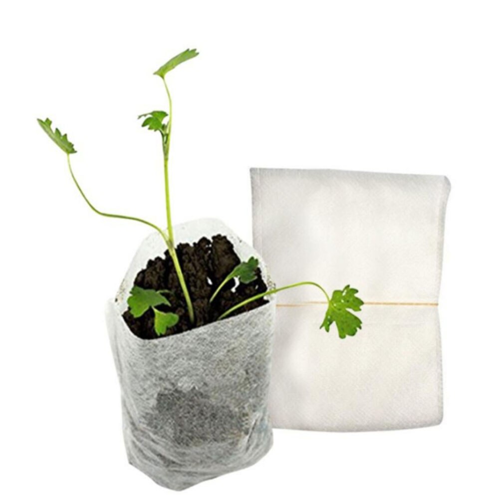 Bolsas biodegradables para vivero, macetas de flores para vivero, macetas de cría de Trasplantes de verduras, plantación de jardín, plantas de guardería, 100 Uds.