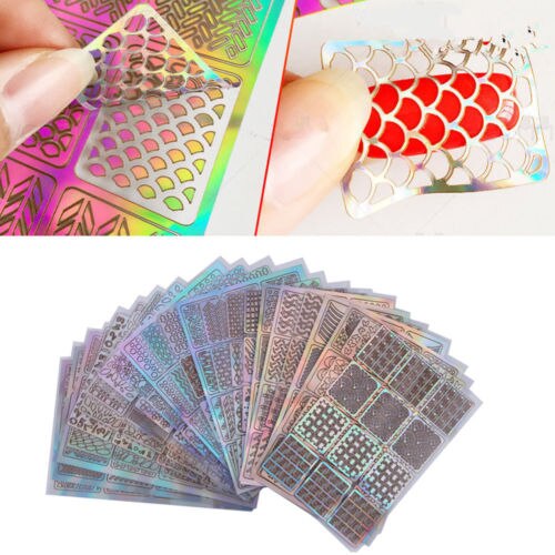 6/12/ 24 Stuks Vel Diy Nail Art Hollow Template Stickers Herbruikbare Stamping Stencil Mold