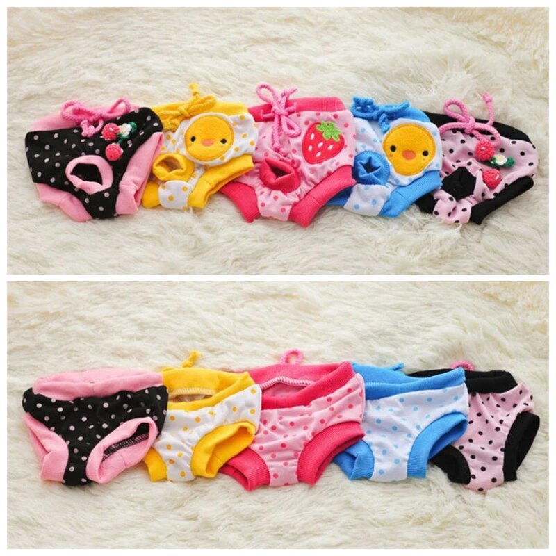 1Pcs Dog Physiological Pants Cute Print Diaper Sanitary Pants Washable Dog Shorts For Small Medium Dogs Underwear Briefs