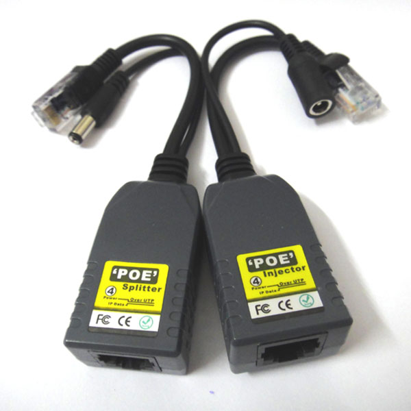 one pair CCTV DC Power RJ45 Converter Video Balun UTP Transceiver POE Splitter