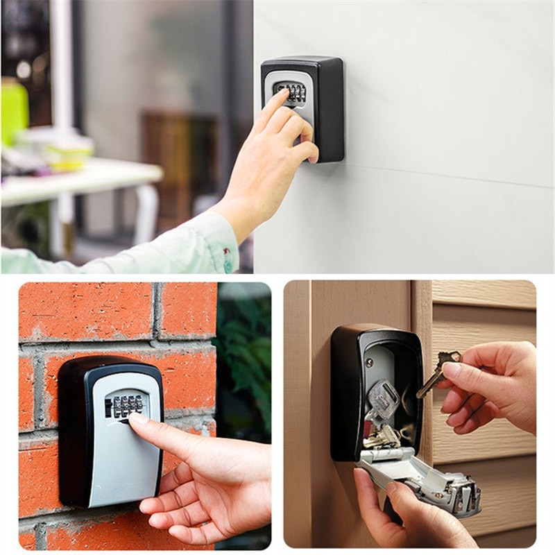 Wall Mount caja fuerte secreta Key Storage Secret Box Organizer 4Digit Combination Password Security Code Lock Home Key Safe Box