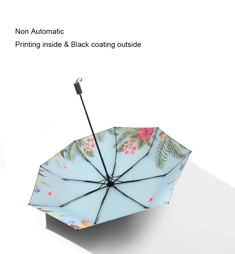 3 Folding Windproof Van Gogh Oil Painting Umbrella Outdoor Women Sun Protection Umbrella For Women Girl: 6.Non Automatic