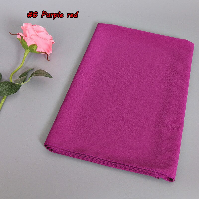 Muslimska kvinnor tjejer hijab bubbla tjock chiffong hijab sjalar wrap muslim tung bubbel chiffong enkla halsdukar/scarf 180*75cm: Rosröd