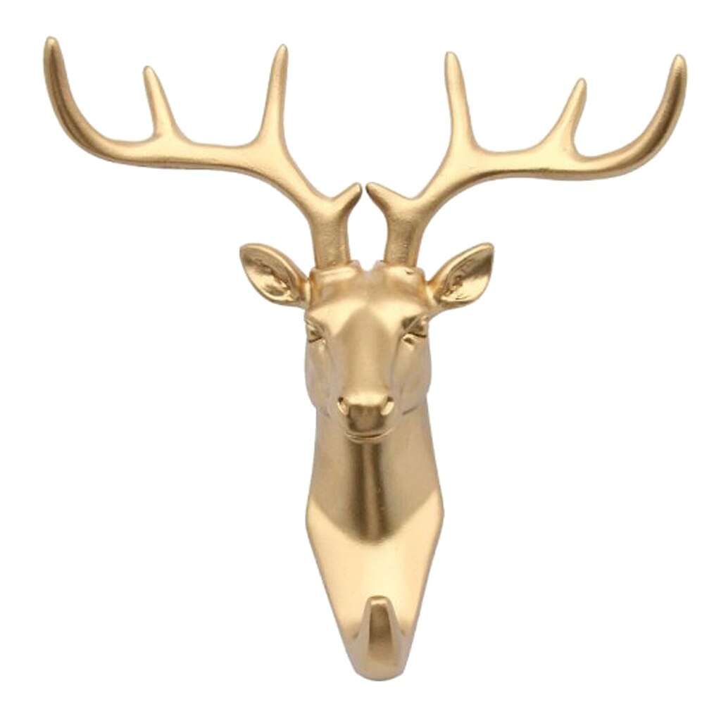 Resina animal cabeça gancho gancho titular rack de montagem na parede decoração para casa ouro