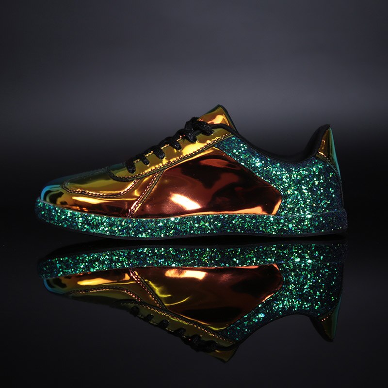 Women Sneakers Gold Glitter Shinny Bling Casual oxford Shoes Woman lady Ballet Flats Glossy Sneakers espadrilles flats