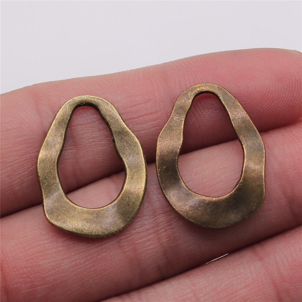 WYSIWYG 6pcs 18x24mm Irregular Circle For Earring Making For Jewelry Making 2 Colors DIY Earrings Charms: Antique Bronze