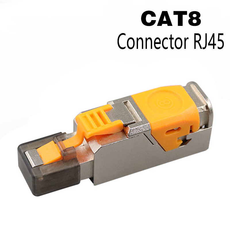 Conectores rj45 cat8 cat7 cat6a, ferramenta de metal, plugue de terminação fácil, 2000mhz, 40g, cabo lan 22awg-24awg, plugue ethernet reutilizável: Rosa