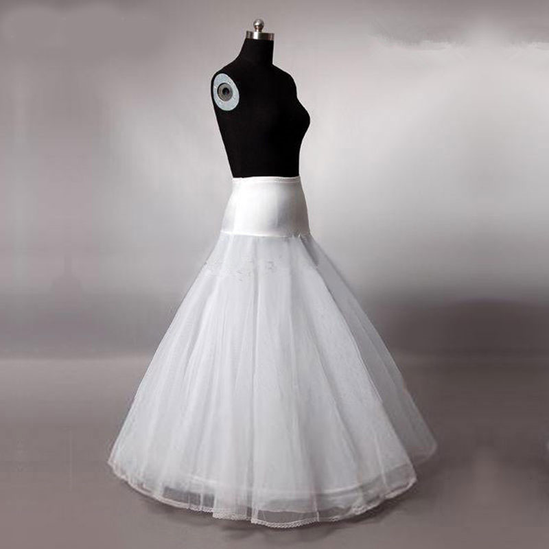 white A-Line One-Hoop Petticoat Underskirt Wedding... – Grandado