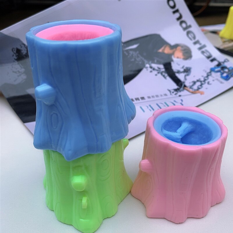 Grappig Squeeze Speelgoed Boomstronk Evil Eekhoorn Cup Decompressie Telescopische Hoofd Spoof Toy Stress Relief Vinger Speelgoed Voor Kids Volwassenen