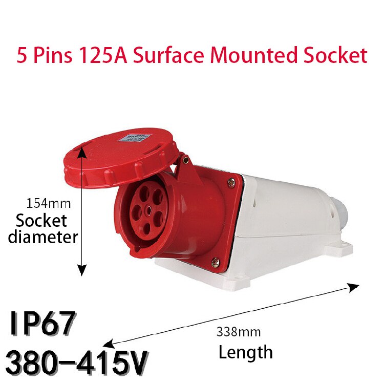 125A Industrial Plug SocketWaterproof Aviation Explosion-proof Connector Surface And Concealed 3 4 5 Core Pins IP67