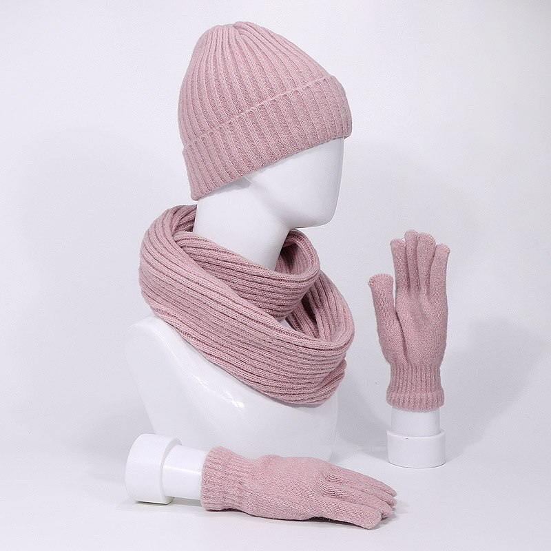 Set van 3 stuks skullies muts, sjaal en handschoenen voor mannen en vrouwen, winter, buiten, warme dikke mutsen, muts met voering, ring, sjaals, handschoenen met lange vingers, zachte hals, bivakmuts, muts, muts: G