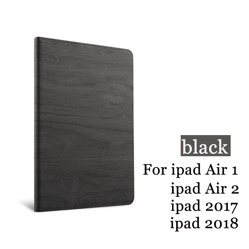 Pour iPad Air 2 Air 1 étui iPad 9.7 pouces simplicité PU cuir couverture intelligente étui Folio housse de réveil automatique: Black
