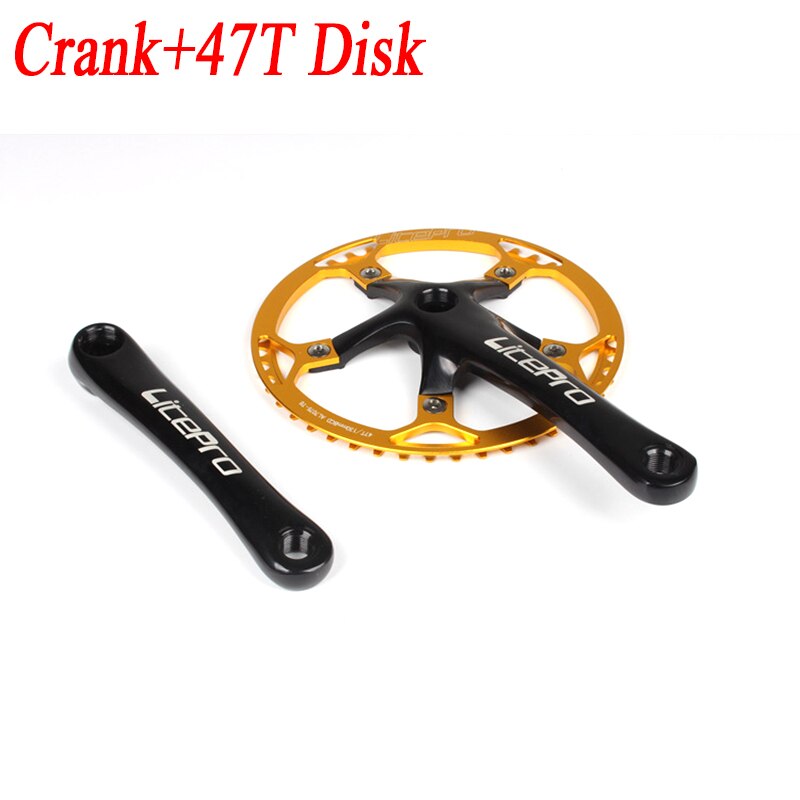 Bielle unique intégrée pour vélo pliant, 45T 47T 53T 56T 58T BCD 130mm, pièces de vélo, pédalier et disque: 47T gold
