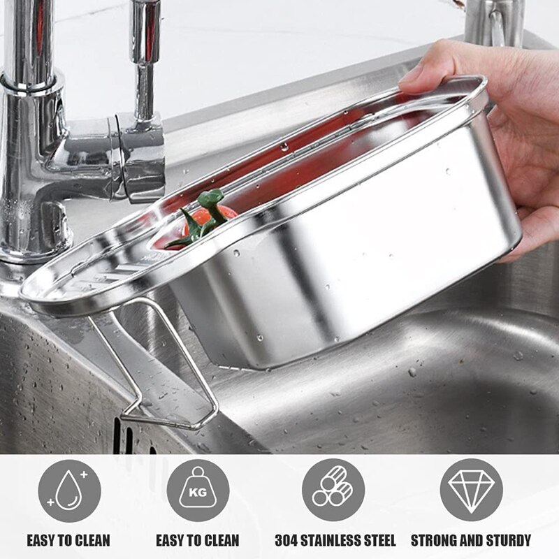 Sink Strainer Funnel Drain Basket Multifunctional Saddle-Shaped Left Mesh Stainless Steel Filter