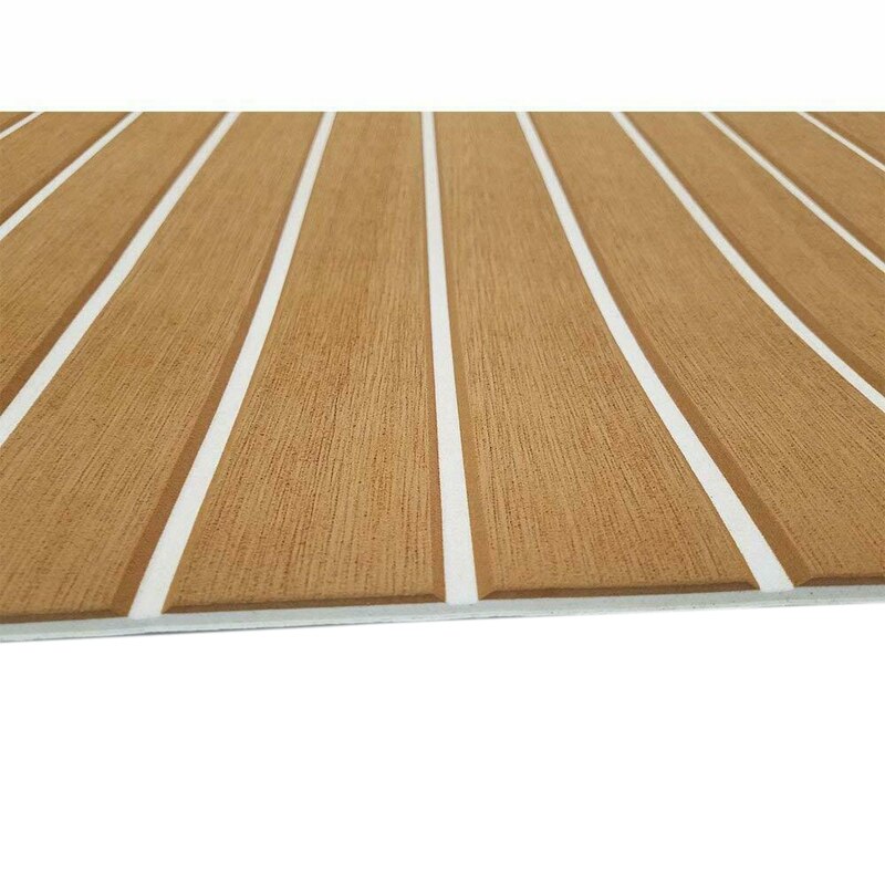 Feuille de teck en mousse EVA auto-adhésive 240X45cm Yacht tapis de sol en mousse synthétique marron avec ligne blanche