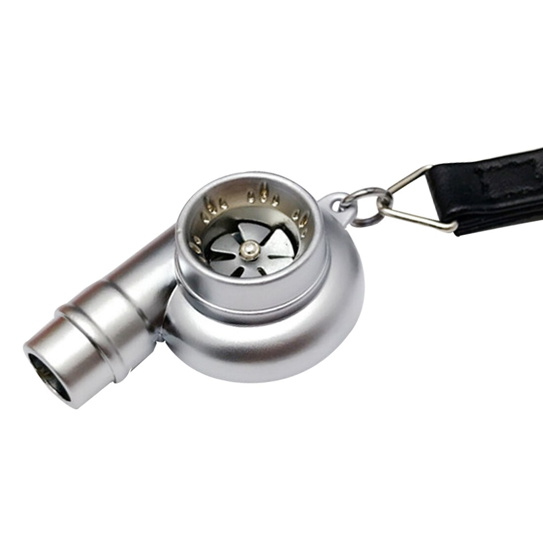Dewtreetali Real Whistle Sound Turbo Keychain Sleeve Bearing Spinning Auto Part Model Turbine Turbocharger Key Chain Ring: Silver