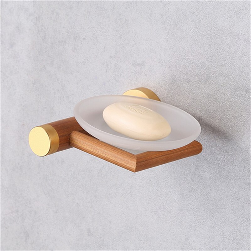 Houten handdoekhouder voor in de badkamer, set badkameraccessoires, toiletborstelhouder, set badkameraccessoires, toiletrolhouder voor aan de muur