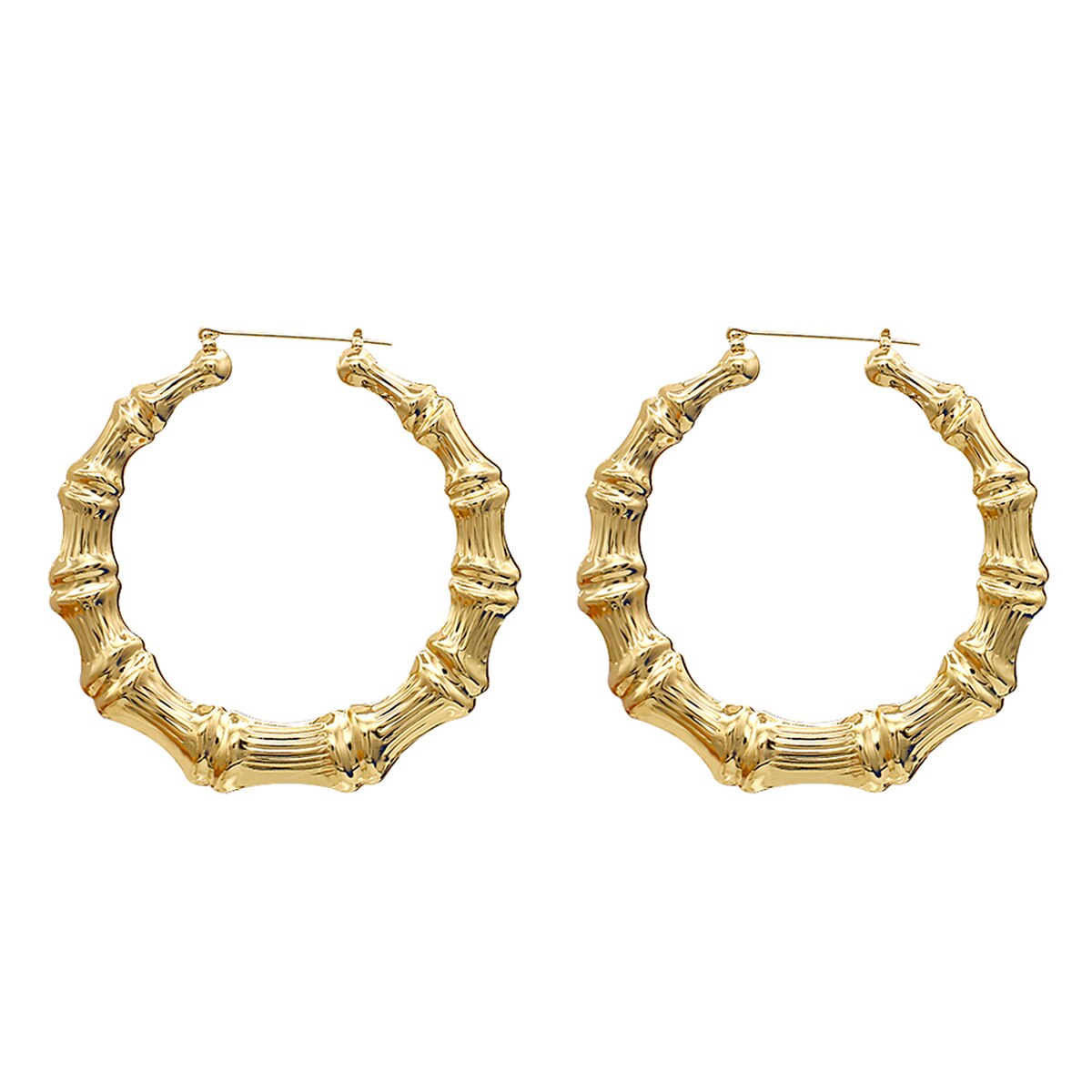 AENSOA 2020 Nuovo Punk di Colore Dell&#39;oro Rotonda Orecchini A Cerchio di Bambù per Le Donne In Metallo Esagerato Grande Anello Cerchio Orecchini Monili Popolari: 90mm Gold Color