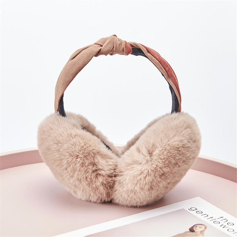 Winter Women Outdoor Earmuff Bowknot Foldable Cover Earphones Thick Plush Ear Warm Fluffy Fur Patchwork Headphone Girls: 4