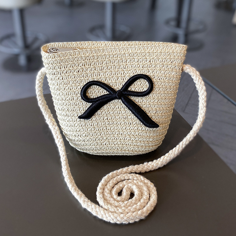Chapéu de palha e bolsa de ombro verão para meninas, chapéu de sol superior vazio infantil, aba grande, bowknot, viseira de praia ao ar livre, boné de sol para bebê: Dourado