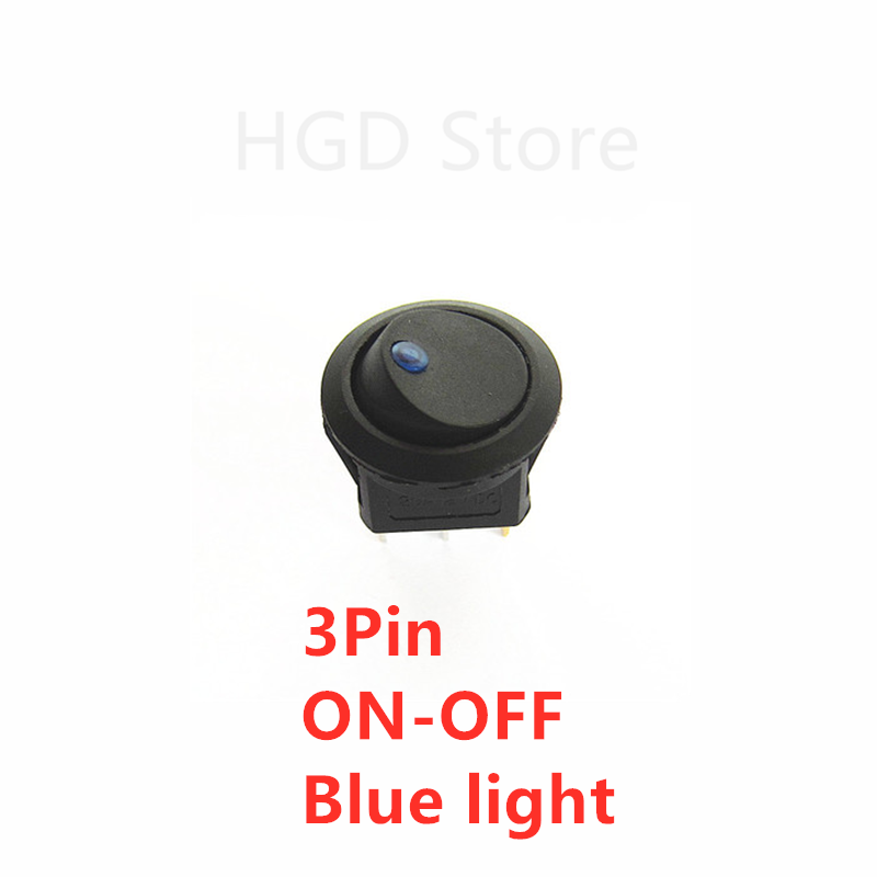 2PCS KCD1 20MM Round Rocker Switch 2/3/4Pin ON-OFF-ON 12V 6A/250VAC 10A/125VAC SPST LED Car Push Button Switch With Light: Beige