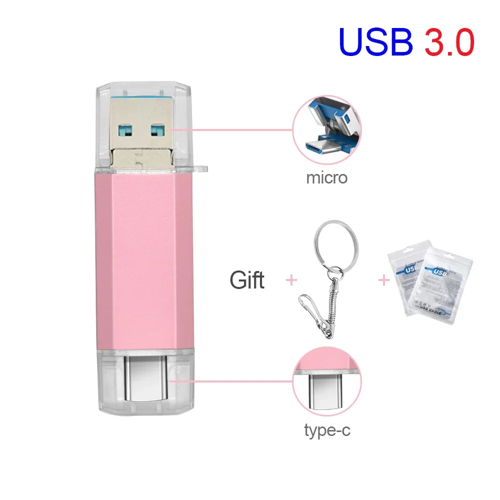 OTG Usb Stick Type C Pen Drive 128 GB 64 GB 32 GB 16 GB USB Flash Drive 3.0 Pendrive Hoge Snelheid Pendrive Voor Type-C Apparaat: Gold / 64 GB