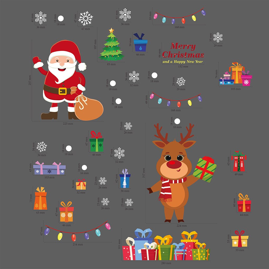 25# Christmas decoration adhesive-free window glass electrostatic stickers Living Room Decals Self adhesive Window Display Decor