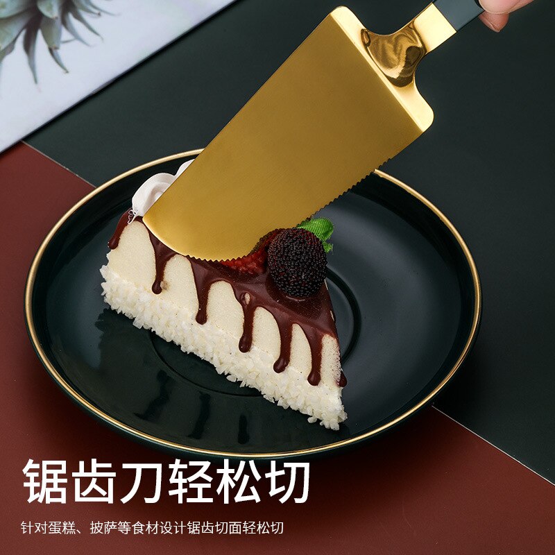 1 piece Colorful Stainless Steel Serrated Edge Cake Server Blade Cutter Pie Pizza Shovel Cake Spatula Baking Tool