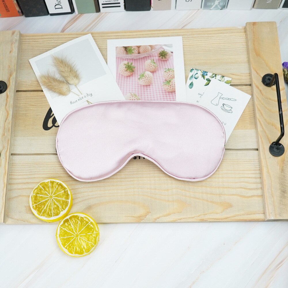 Women Imitated Silk Sleep Eye Mask Portable Travel Eyepatch Nap Eye Patch Rest Blindfold Eye Cover Sleeping Mask Night Eyeshade: Rose pink