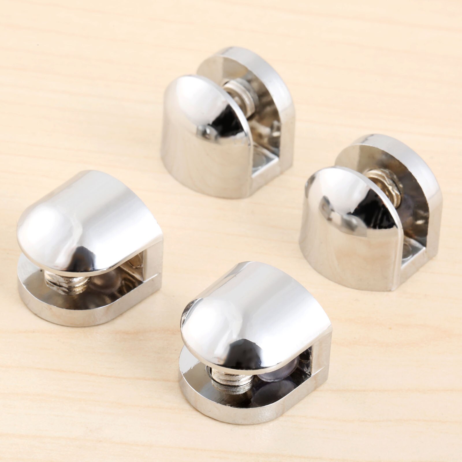 4Pcs Glass Shelf Brackets Clamp Bracket Adjustable Glass Shelf Support Holder Clamp Bracket For 5-6mm Thickness Glass w/Screws