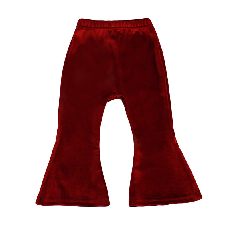 Gloednieuwe Peuter Baby Kind Kids Baby Meisjes Bell bodem Breed Been Stretch Pleuche Broek Lange Broek Effen Broek 1-5 T: Wine red / 12m
