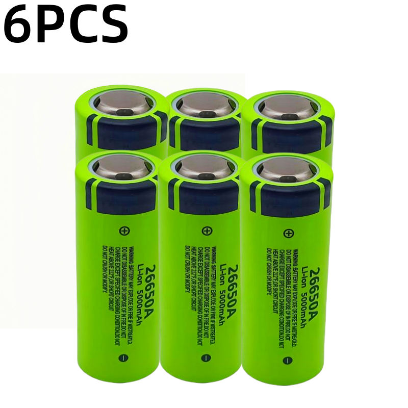 100% novo, original, de alta qualidade, verdadeira capacidade 26650A 5000mAh 3.7V bateria recarregável de íon de lítio 26650 lanterna: Dourado