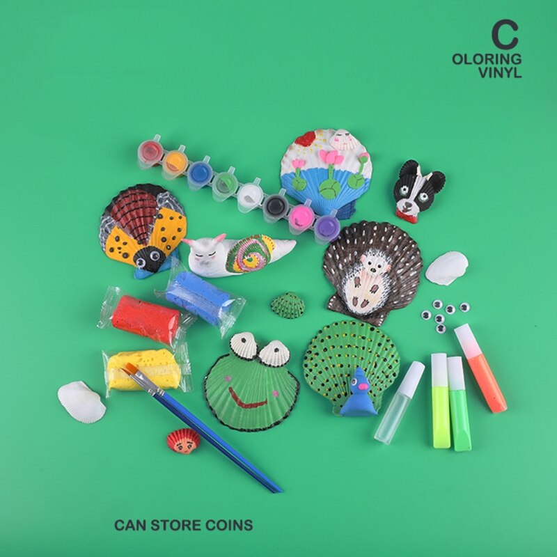 1PC DIY Handcrafts Hand Painting Set for Toddlers Arts and Crafts Toys Educational Preschool Shell Painting Kit H3CD
