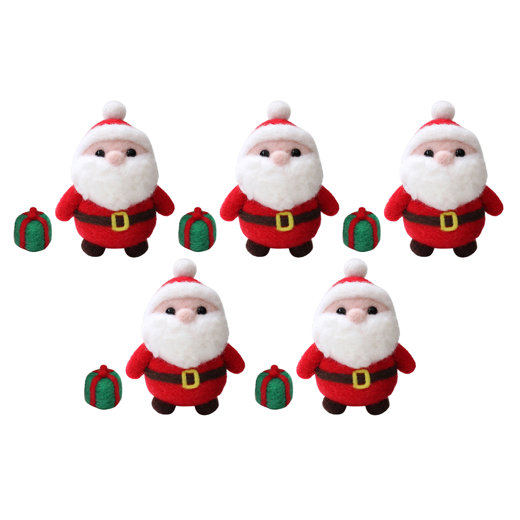 5 Sets Santa Claus With Box Wool Felt Craft DIY Non Finished Poked Set Handcraft Kit For Needle Material Bag Pack
