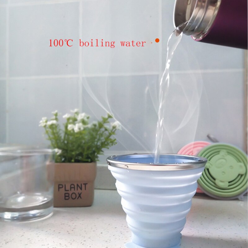 Moda Copos de Silicone de Grau Alimentício 270ml Xícara de Água de Viagem Dobrável Retrátil Colorido Portátil Ao Ar Livre Café Handcup