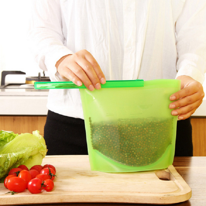 Reusable Silicone Vacuum Seal Food Keep Fresh Bag Fruit Meat Milk Storage Containers Refrigerator Bag Kitchen Organizer Gadgets