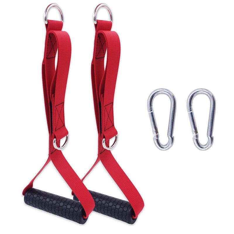 Adjustable Fitness Handles for Cable Machines Attachment Resistance Grips Strap Training Handle with D-ring Home Gym Accessories: Type-B Red