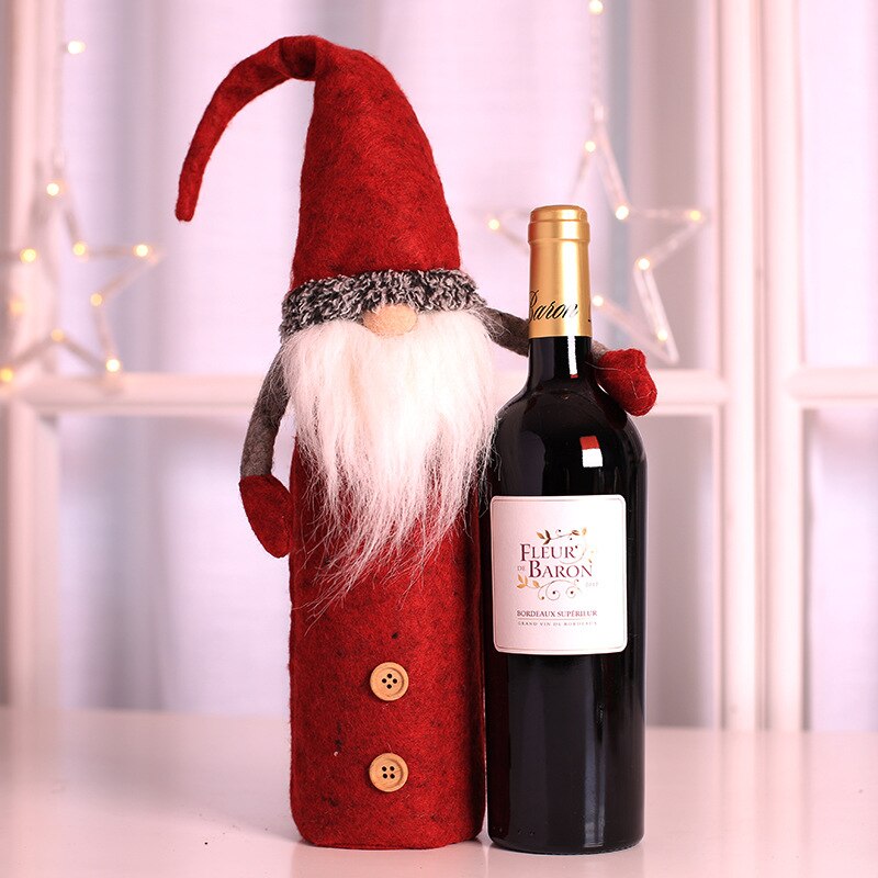 År jul vinflaske støvdæksel santa claus middagsbord dekor juledekorationer til hjemmet