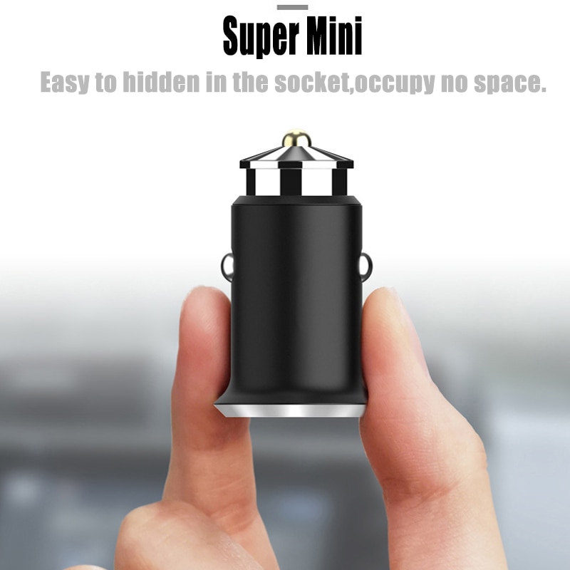 Ultra Mini USB Car Charger 3.1A Metal Car-Charger LED USB Charger for Mobile Phone Tablet for iPhone 6 7 XR 11 Samsung Note9 S10