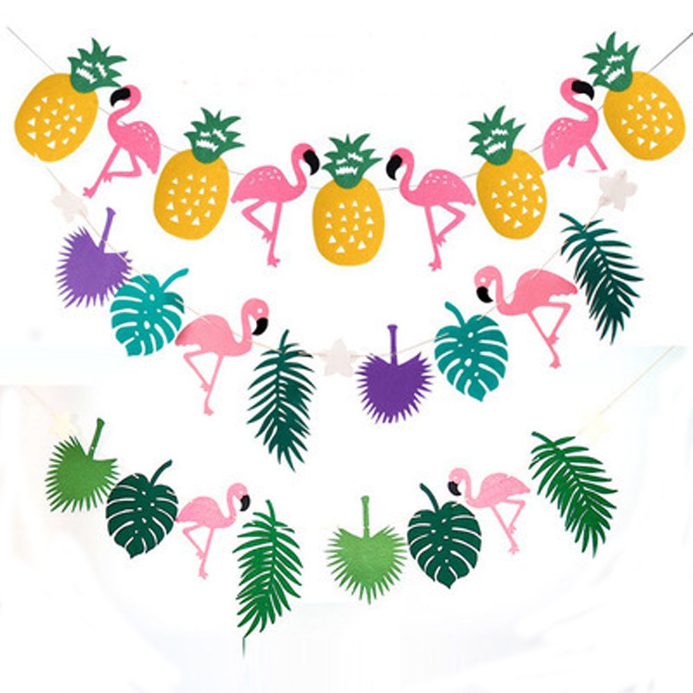 Diy sommer strand hawaiisk jungle blade tropiske festforsyninger bryllupsflag baby shower fødselsdag dekoration flamingo krans