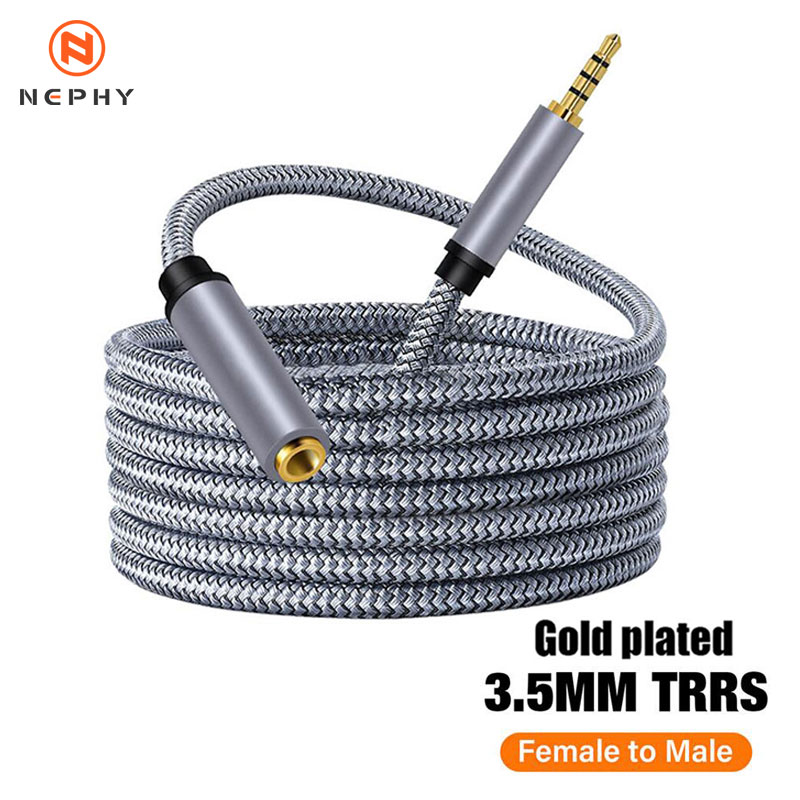 Audio de de 3,5mm macho a 3,5mm. Cable auxiliar de extensión de 4 polos hembra para PC, teléfonos inteligentes, micrófonos, auriculares y altavoz