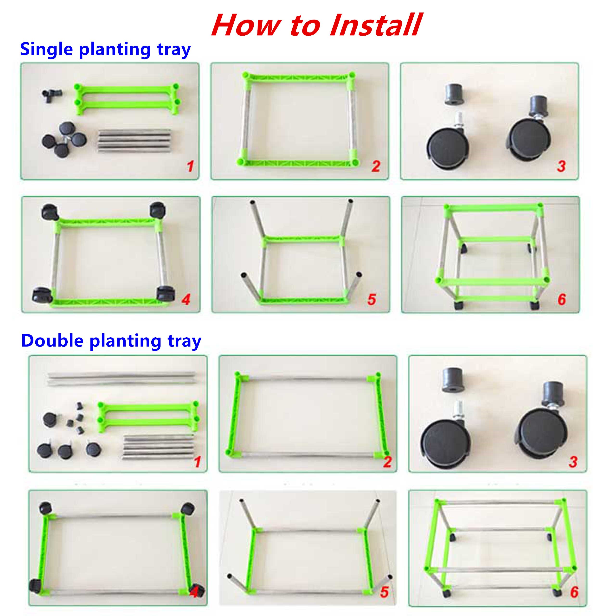 Hydrocultuur Groente Lade Montage Frame Roestvrij Stalen Buis Tauge Kwekerij Lade Plank Universele Wiel Diy Planten Rack