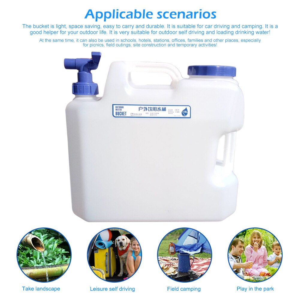 Food Grade Car Water Tank Container Water Container with Faucet 2 Handes for Outdoor Camping Hiking Picnic Driving